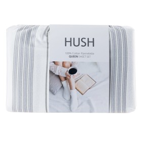 Hush+Grey+Stripe+Cotton+Flannelette+Sheet+Set
