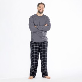 bbb-Sleep-Mens-Black-Check-Flannelette-PJ-Set on sale