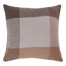 Woolrest-New-Zealand-Wool-Check-Cushion-Beige-Chocolate on sale