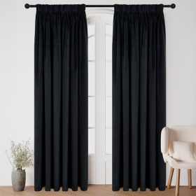 Style-Co-Beau-Velvet-Block-Out-Pencil-Pleat-Curtains-Coal on sale