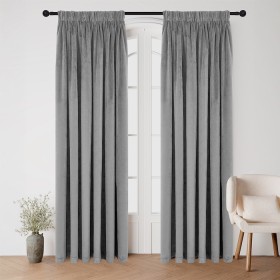 Style+Co.+Beau+Velvet+Block+Out+Pencil+Pleat+Curtains+Grey