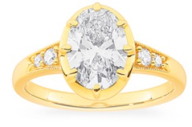 14ct-2ct-Oval-Lab-Grown-Diamond-Ring-with-Shoulder-Stone on sale
