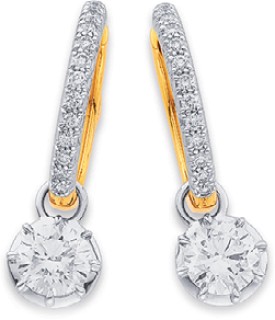 10ct+1.5ct+Total+Weight+Lab+Grown+Diamond+Dangle+Hoop+Earrings
