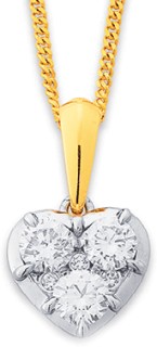 10ct+Lab+Diamond+Heart+Cluster+Pendant