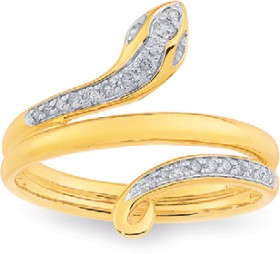 9ct%2C+Diamond+Snake+Ring