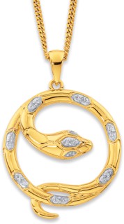 9ct%2C+Diamond+Snake+Circle+Pendant