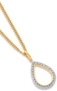 9ct-Pear-Diamond-Halo-Pendant on sale