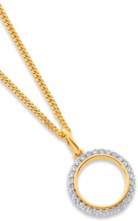 9ct+Circle+Diamond+Halo+Pendant