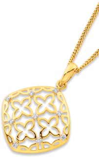 9ct-Diamond-Flower-Pendant on sale