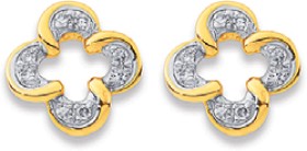 9ct-Diamond-Set-Clover-Earrings on sale