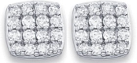 9ct%2C+Diamond+Cushion+Cluster+Studs