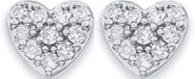 9ct%2C+Diamond+Heart+Cluster+Studs