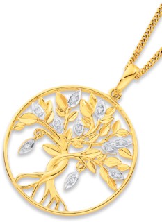 9ct-Diamond-Set-Tree-of-Life-Pendant on sale