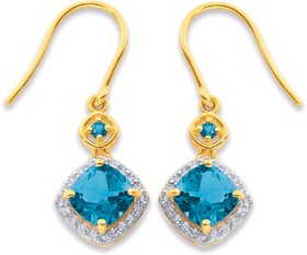 9ct-London-Blue-Topaz-with-Diamond-Drop-Earrings on sale