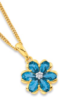9ct-London-Blue-Topaz-Diamond-Flower-Pendant on sale