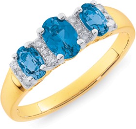 9ct-London-Blue-Topaz-Diamond-Trilogy-Ring on sale