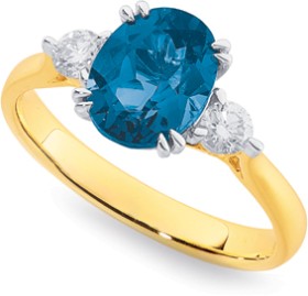 9ct-London-Blue-Topaz-Diamond-Ring on sale