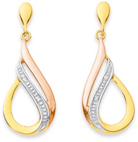 9ct-Tri-Tone-Diamond-Teardrop-Earrings on sale