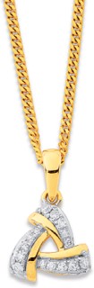 9ct+Triangle+Diamond+Set+Pendant