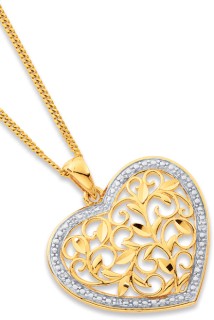 9ct-Diamond-Leaves-Heart-Pendant on sale