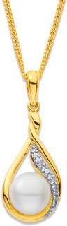 9ct-Freshwater-Pearl-Diamond-Pendant on sale