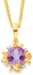 9ct-Amethyst-and-Diamond-Fancy-Scroll-Pendant on sale