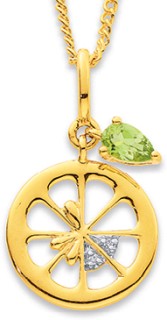 Eliza-9ct-Fruit-Lime-Slice-Diamond-and-Peridot-Pendant on sale