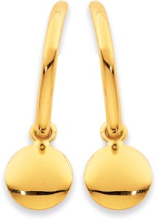 9ct-Hanging-Disc-Hoops on sale