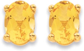 9ct+Citrine+Studs