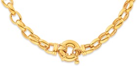 9ct+45cm+Solid+Oval+Belcher+Bolt+Ring+Necklet