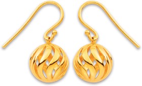 9ct-Open-Ball-Hook-Drop-Earrings on sale