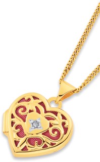 9ct-Diamond-set-Open-Filigree-Heart-Locket-with-Pink-Insert on sale