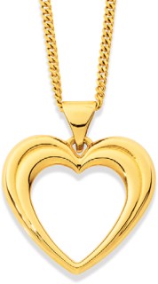 9ct+Open+Heart+Puff+Pendant