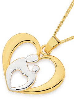 9ct-Two-Tone-Mum-Child-Open-Heart-Pendant on sale