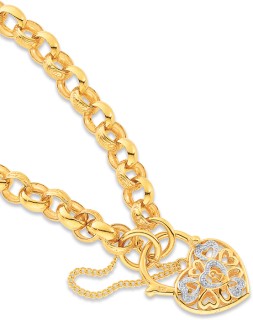 9ct-19cm-Round-Belcher-Padlock-Bracelet-with-Diamonds on sale