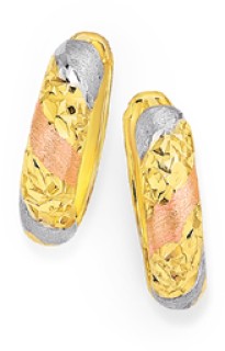 9ct-Tri-Tone-Striped-Huggie-Earrings on sale