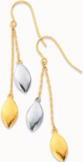 9ct-Two-Tone-White-and-Yellow-Gold-Oval-Drop-Earrings on sale