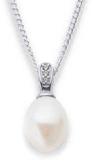 Sterling-Silver-8mm-Freshwater-Pearl-Cubic-Zirconia-Pendant on sale
