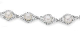 Sterling+Silver+Freshwater+Pearl+%26amp%3B+Cubic+Zirconia+Bracelet