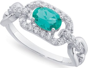 Sterling-Silver-Teal-and-White-Cubic-Zirconia-Ring on sale