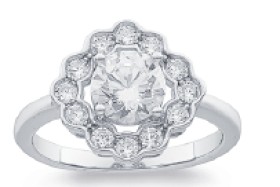 Sterling+Silver+Cubic+Zirconia+Flower+Ring+Size+N