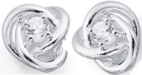 Sterling-Silver-Cubic-Zirconia-Trinity-Knot-Studs on sale