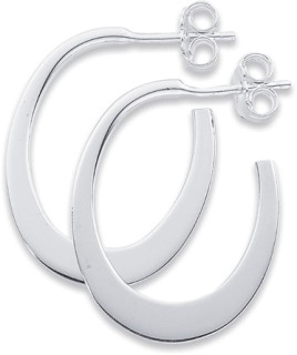 Sterling+Silver+3%2F4+Flat+Oval+Shaped+Hoops