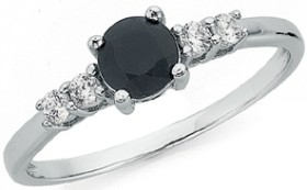 Sterling-Silver-Black-Sapphire-Cubic-Zirconia-Ring on sale