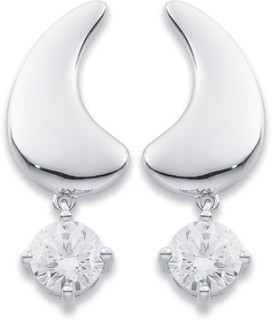 Sterling+Silver+Droplet+Style+with+Cubic+Zirconia+Drop+Studs