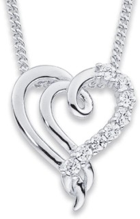 Sterling+Silver+Cubic+Zirconia+Twist+Heart+Necklet