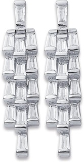 Sterling+Silver+Cubic+Zirconia+Layered+Stud+Drop+Earrings