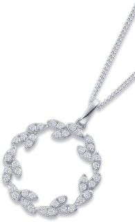 Sterling+Silver+Cubic+Zirconia+Wreath+Pendant