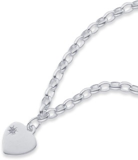 Sterling-Silver-19cm-Oval-Belcher-Bracelet-With-Diamond-Accent on sale