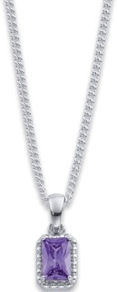 Sterling+Silver+Purple+Cubic+Zirconia+Halo+Pendant